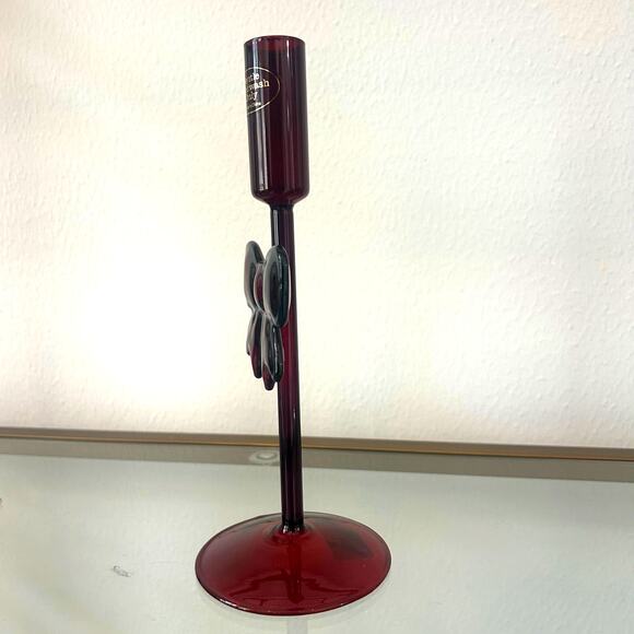 Cupcakes & Cashmere Red Bow Glass Taper Candle Holders Set of 2 Holiday Glam New - Picture 8 of 12